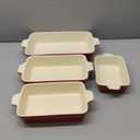 Bakeware Set of 4, MALACASA Porcelain Baking Pans Set for Oven, Casserole Dish, Ceramic Rectangular Baking Dish Lasagna Pans for Cooking Cake Pie Dinner Kitchen, Red (9.5"/11.25"/12.75"/14.5")