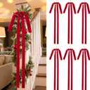 6 Pcs Long Velvet Christmas Swag Bows, 23.5"x15.5" Rustic Vintage Velvet Bows for Christmas Tree, Wreath, Staircase, Garland, Mantel and Door Decor (6, Red)