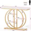 41.3" Console Table for Entryway, Industrial Hallway Sofa Table with Storage Shelves, Narrow Accent Decor Living Room Furniture with Circle Base for Foyer, Entrance, White Gold, 41.3 inches x 11.4 inches x 31.5 inches