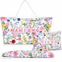 Bornerwhite 3 Pcs Empty Mahjong Bag Set for Tiles and Racks American Mahjong Case Travel Bag Tote Carrying Bags Cute Mah Jong Accessories Mahj Rack Storage Bags Carrying Case(Floral)