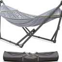 Tranquillo Uniki Hammock, Instant 30s Foldable Hammock Stand, 550 lbs Capacity Portable Hammock, Sturdy Stand, Revolutionary Design No Screws Needed, Premium Carry Bag Included, Grey (Small)