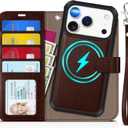 TUCCH 2-in-1 Detachable Wallet Case for iPhone 17 Pro (6.3-inch) 2025, RFID Blocking | 4 Card Holders | Wireless Charging | Wrist Strap | Kickstand | Magnetic | PU Leather Protective Cover | Dark Blue