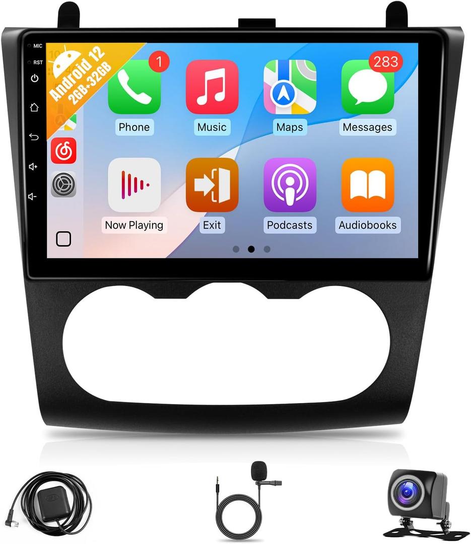 Leadfan Car Stereo for Nissan Altima 2008 2009 2010 2011 2012 Wireless CarPlay Android Auto, 9 IPS Touch Screen Car Radio for Altima Bluetooth FM WiFi GPS Navigation Backup Camera Mic