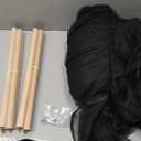 Mengersi Canopy Bed Curtains with Poles for King,Queen,Full and Twin Bed, Bed Canopy Drapes Sheer Curtains for Girls Adults Bedroom Decoration (Black)