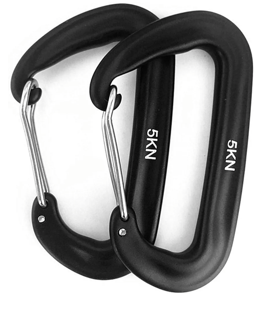 5-7kn Aluminum Alloy Carabiner Hooks Outdoor Hammock Heavy Duty, Locking, 10 Pieces