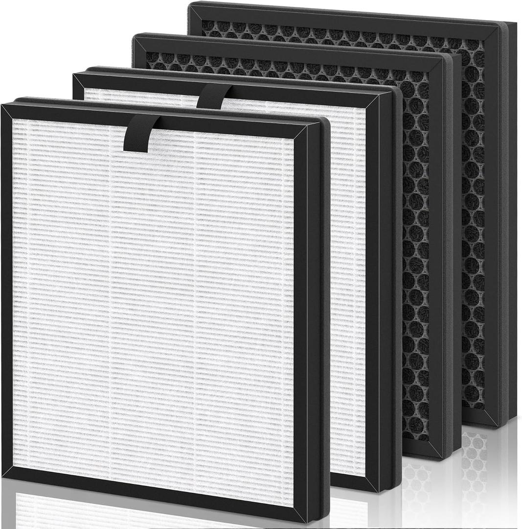 AP303 AP304 Replacement Filters, Compatible with DAYETTE ＆ FRESHDEW Air Purifier AP303/AP304/AP308, HEPA Filter with Activated Carbon, 4 Pack (Original Filter)