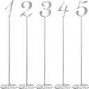 Therwen 20 Pcs Metal Table Numbers 1-20 Table Numbers for Wedding Reception 12 Inch Stainless Steel Party Desk Figure with Sturdy Holder Base for Banquet Wedding Party Event Catering(Silver)