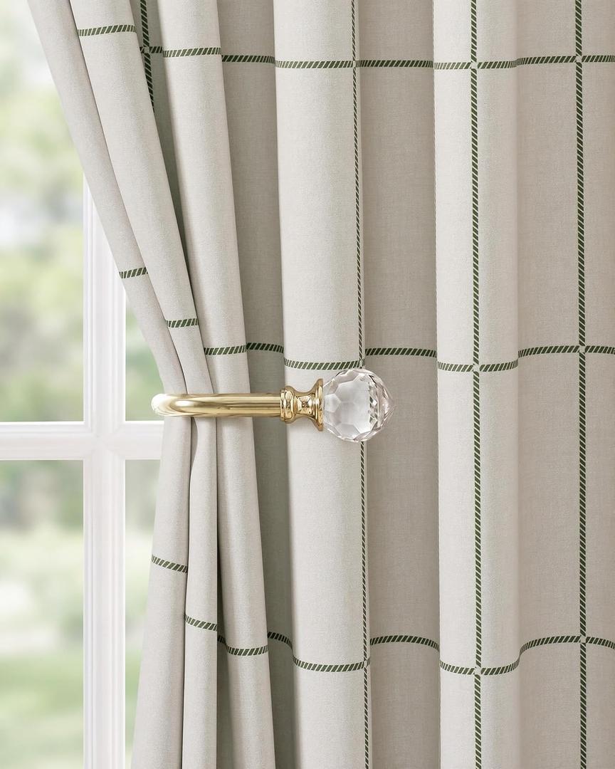 NICETOWN 100% Blackout Forest Green Plaid Curtains for Bedroom, Rod Pocket & Back Tab Brighton Windowpane Pattern Spring Window Treatments for Living Room, W52 x L84, 2 Panels