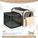 MIDOG Cat Carrier Soft for Small to Medium-Sized Cats,Up to 15 Lbs, TSA Airline Approved Soft Sided Pet Carrier,Collapsible Travel Cat Bag(Beige, 17"L x 11"W x 11"H)