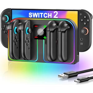 Charging Dock Compatible with Nintendo Switch 2 (2025) for Joycon Controller Charging, 4 in 1 Joypad Charger for Switch 2 Joy Con Fast Charger Stand Station Accessories