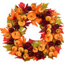 15 inch Thanksgiving Fall Wreath, Eucalyptus Berries Pumpkins Lamb Ears Leaves Autumn Wreaths for Front Door, Fall Decor, Porch Wall, Home Outdoor Holiday Decorations Wreath for Autumn