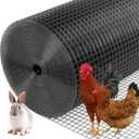 Black Hardware Cloth 1inx48inx100ft, 17GA, Chicken Wire Fencing Roll, Black Chicken Wire Mesh, Vinyl PVC Coated Welded Wire Mesh for Chicken Coop Barrier, Rabbit Snake Poultry Fences, 1x48inx100ft