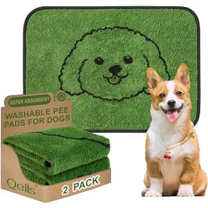 Qeils Reusable Puppy Pads, Washable Pee Pads for Dogs 2 Pack Durable Absorbent Leakproof Dog Training Pads for Home or Travel, NonSlip Wee Wee Pads Potty Pads 18"x24"
