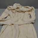 Women's Hooded Open Front Long Cardigan Cable Knit Sweaters Side Pocket Oversized Chunky Cardigan Outwear Coat (Beige)