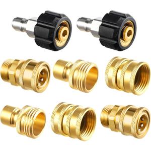 Twinkle Star Pressure Washer Adapter Set, Quick Disconnect Kit, M22 14 mm Quick Connect Swivel to 3/8'' Quick Connect Fittings, 3/4" to Quick Release (Brass)