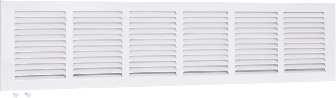 EZ-FLO 30 x 6 Inch (Duct Opening) Return Air Vent Cover for Wall or Ceiling, Solid Steel Return Air Grille, HVAC Vent Cover, White, 61630