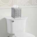 Sumnacon Tissue Box Cover Square Tissue Box with Lid, Metal Tissue Box Holder Stylish Tissue Cover Cube Tissue Box Cover for Bathroom Toilet Kitchen Table Desk Home Office, Silver