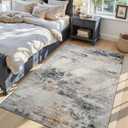 Toneed Abstract Area Rug Modern Washable Rug Soft Non Slip Rug Low Pile for Bedroom Living Room Dining Room Grey/Brown 4x6 Feet