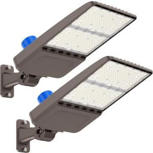 LED Parking Lot Light 300W, UL Listed 42,000LM 5000K Shoebox Light with Dusk to Dawn Photocell,Adjustable Arm Mount, IP66 Waterproof, Commercial LED Area Security for Parking Lot,Roadway,2PACK