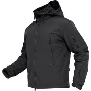MAGCOMSEN Men's Tactical Jacket Winter Snow Ski Jacket Water Resistant Softshell Fleece Lined Winter Coats Multi-Pockets (Black, XL)