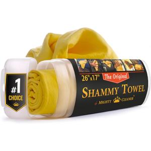 Premium Shammy Cloth for Car Drying - 26x17 - Super Absorbent Chamois Towel for Car - Scratch-Free, Reusable & Soft (Yellow)