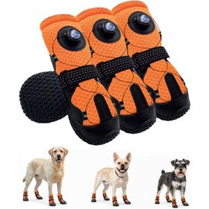 BECROWM Dog Shoes for Hot Pavement, Rotary Dial Dog Boots for Small Medium Large Dogs with Breathable Mesh & Non-Slip Soles for Hiking, Camping & Summer Walks（6）