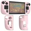 Silicone Protective Shell Cover Skin Compatible with Steam Deck/Steam Deck OLED, Non-Slip Texture Handle Case for Steam Deck, Anti-Collision Cover with 4 Thumb Caps. (Pink)