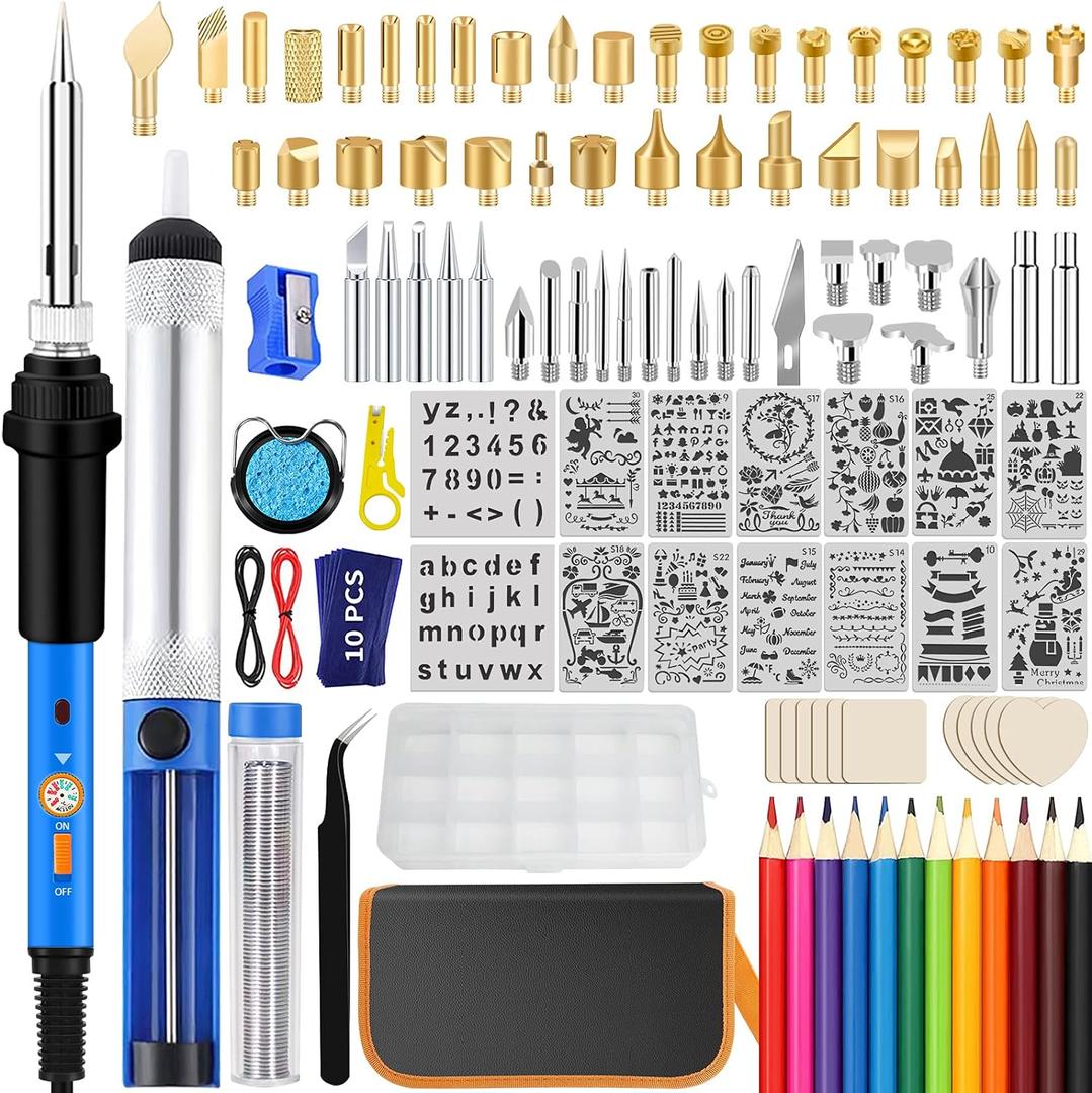 116pcs Wood Burning Kit, Professional Wood Burning Tool with Soldering, DIY Creative Tools Adjustable Temperature 220~480 Wood Burner Soldering Pen for Carving/Pyrography, Easter Basket Stuffers
