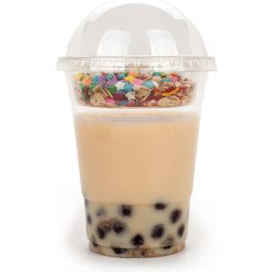 Golden Apple Cup series, 16oz Clear Plastic cups +4oz insert with Dome lids No hole 50sets, 50cups +50insert + 50 Dome lids