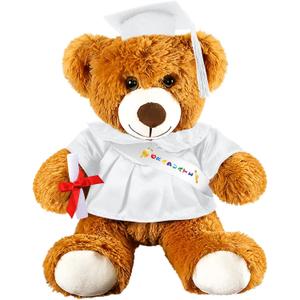 Foilswirl Graduation Bear 2026 with Gown Cap Tassel 9 White Graduation Stuffed Animal Plush Bear Toy for Class of 2026 Prek Preschool Kindergarten High School College Graduate Gift