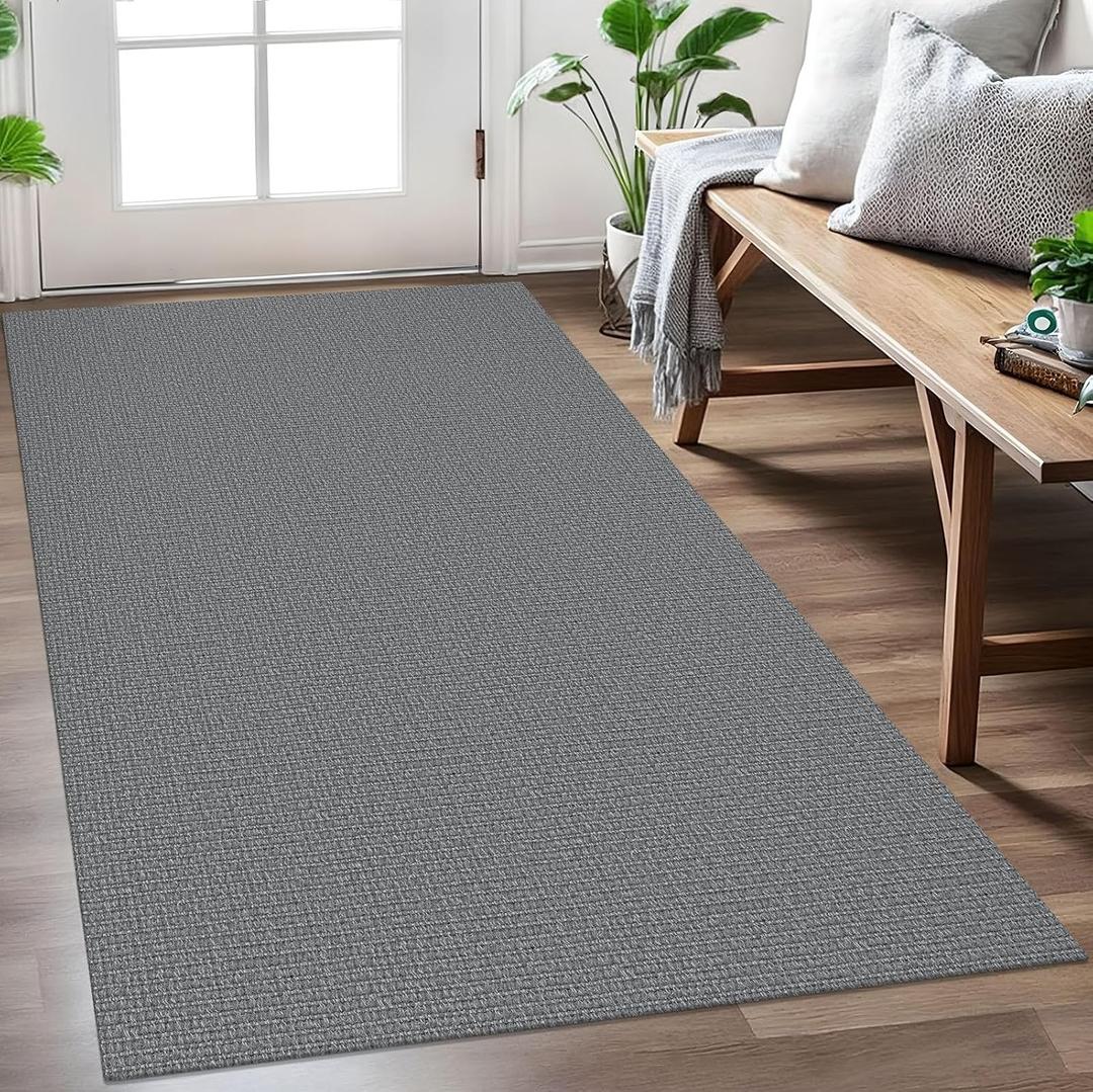 EARTHALL Washable Area Rug 3x5 Ft Non Slip Rugs for Entryway Braided Rubber Backed Throw Rugs Door Mat Indoor Outdoor Entrance Cotton Woven Rug for Kitchen Foyer Front Door Living Room, DarkGray
