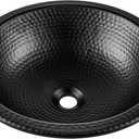 Monarch Abode Bathroom Sink – L 38.7cm x W 28.2 Rotunda Dual Mount Undermount or Drop In Bathroom Sinks, Bathrooms Hand Hammered Matte Black Aluminum Vanity Sink for Countertop, Powder Room, Bath, or Restroom