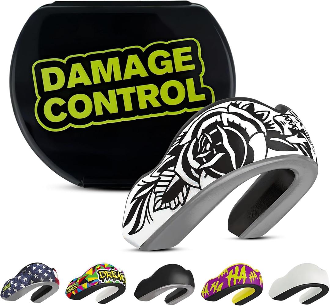 DAMAGE CONTROL Extreme Impact Mouth Guard Sports Mouthguard for Boxing, MMA, BJJ, Hockey, Rugby, Lacrosse, & More Mouthpiece for Teeth & Jaw Protection, for Youth & Adults (Adult, Blackarts)