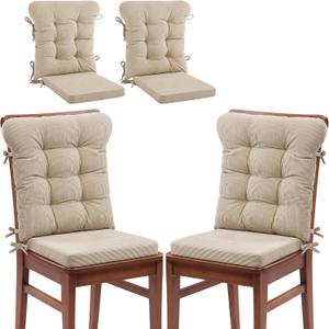 ROYALAY 2 Sets Cushions for Kitchen Chairs, Dining Chair Back Cushion with Straps, Dining Room Seat Pad & Back Pad with Removable Cover, White, 19.7inx19.3inx1.57in