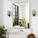 HARRITPURE 28"x20" Framed Bathroom Mirror for Wall Rectangle Mirror Aluminum Alloy Frame Wall-Mounted for Farmhouse Entryway Bedroom Living Room Gold