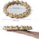 Gold Rose Mirrored Vanity Tray - Ornate Makeup Vintage Round Perfume Dresser Jewelry Trinket Organizer for Bathroom Storage Home Decor
