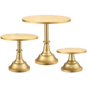 HBlife 3 PCS Gold Cake Stand Set (8"/10"/12" Plate) for 6-10 Inch Cakes, Dessert Table Display Set, Cupcake Stand for Party, Wedding, Birthday, Baby Shower, Anniversary (Metal)