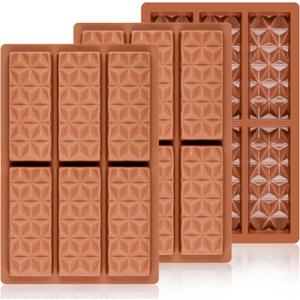 2 x 3 Pcs Chocolate Bar Mold Deep Dubai Break Apart Candy Molds Thick Stuffed Silicone Molds for Filling Knafeh Pistachio Chocolate Bar and Wax Melts Large (Pyramid Shape)