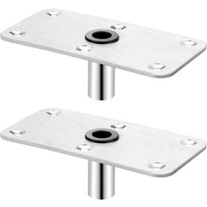 2 Pcs Boat Seat Pedestal Seat Post Base Stainless Steel Pedestals for 3/4" Seat Pin Post Socket, Heavy Duty Boat Accessories (4''x 8'', Silver)