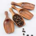 Acacia Coffee Scoop, 4pcs Large Wood Scoops for Coffee Beans, Big Wooden Scoops Shovel for Big Jars Canisters Ground Coffee, Sugar, Salt
