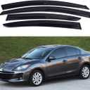 Window Visors for 2010 2011 2012 2013 Mazda 3 SedanRain Guards Sun Shields Window Deflector, Tape-on, Mugen Style, 4 PCS