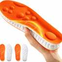 2 Pairs Massage Insoles for Men Women - 4D Cloud Orthopedic Insoles, Memory Foam Cushion Insole, Shock Absorption & Arch Support (Orange,M9-W10)