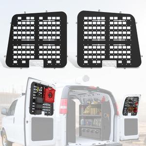 MELIPRON Van Window Security Screens Fit for Chevy Express/GMC Savana Rear Door, Anti-Theft MOLLE Van Window Guards, Steel Safety Screens for Cargo Vans