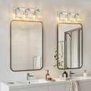 Modern Vanity Light 3-Lights Brushed Nickel Vanity Light Crystal Bathroom Wall Light Bathroom Light Fixtures