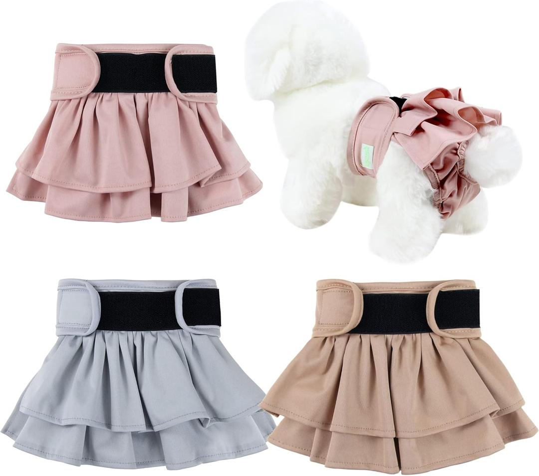 wegreeco Dog Diapers Female (3 Pack), Highly Absorbent Puppy Doggie Dog Diapers for Female Dogs Period, Washable Doggy in Heat, Size (Medium) (Champagne Color)