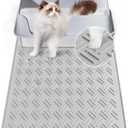 Cat Litter Mat, Cat Litter Trapping Mat, Non-Slip, Waterproof Silicone Cat Litter Box Mat, Scatter Control, Machine Washable, 23x18 (Grey)