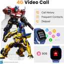4G Kid Phone Watch with SIM Card, Kids Smart Watch for Boys Girls | with GPS Tracker Call SOS Video Call IP68 Waterproof Camera , Smartwatch for Ages 4-12 Children Birthday Gift, Blue