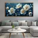 Ouzzlie Large Flower Canvas Wall Art Blue Picture for Office, 59"L x 29"W