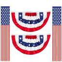 4th of July Decorations 3 x 6 Ft American Pleated Fan Flag USA Patriotic Bunting Flags, 4PCS Red White Blue Hanging American Banners Porch Sign for Memorial Veterans Labor Presidents Day Parties Accessories