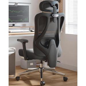 Hbada P3 Ergonnomic Office Chair with 2D Adjustable Lumbar Support, Office Chair with Adjustable Headrest and Armrest, 145 Stepless Tilt Function, Black(No Footrest)